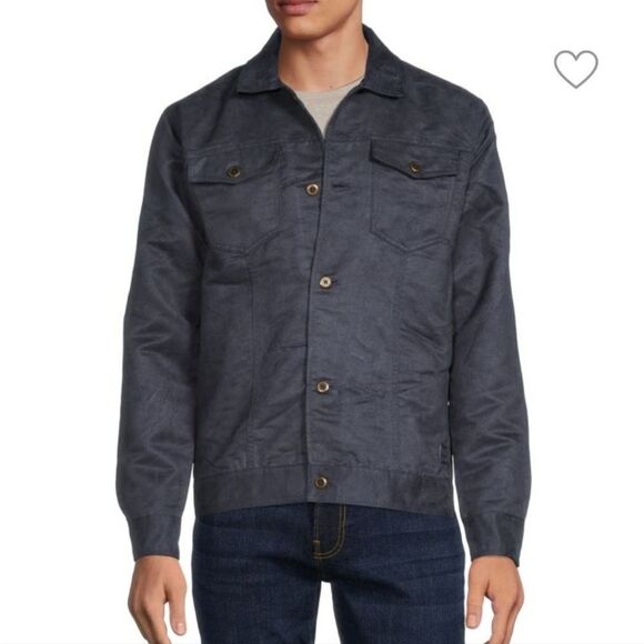 VTG 1946 Faux Suade Fleece Lined Navy Blue Trucker Jacket size XL - Picture 1 of 8